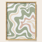 Retro Liquid Swirl Abstract Pattern in Sage, Blush-Cream, and White Serving Tray Gallery Image 1