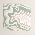 Retro Liquid Swirl Abstract Pattern in Sage, Blush-Cream, and White Wrapping Paper Gallery Image 3