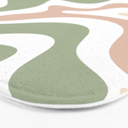 Retro Liquid Swirl Abstract Pattern in Sage, Blush-Cream, and White Bath Mat Gallery Image 3