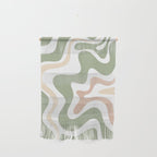 Retro Liquid Swirl Abstract Pattern in Sage, Blush-Cream, and White Wall Hanging Gallery Image 1