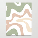 Retro Liquid Swirl Abstract Pattern in Sage, Blush-Cream, and White Notebook Gallery Image 4