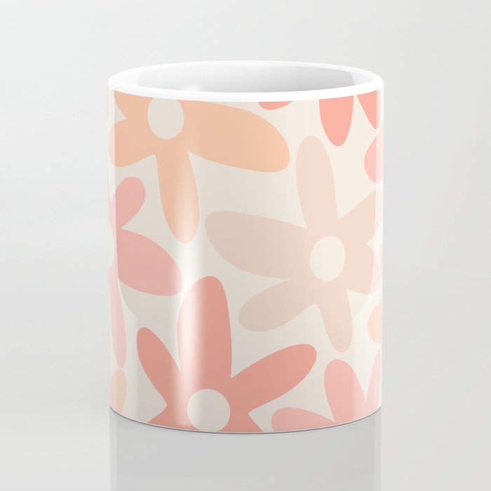 Daisy Time Retro Floral Pattern Peach Pink Coffee Mug Gallery Image 4