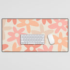Daisy Time Retro Floral Pattern Peach Pink Desk Mat Gallery Image 1