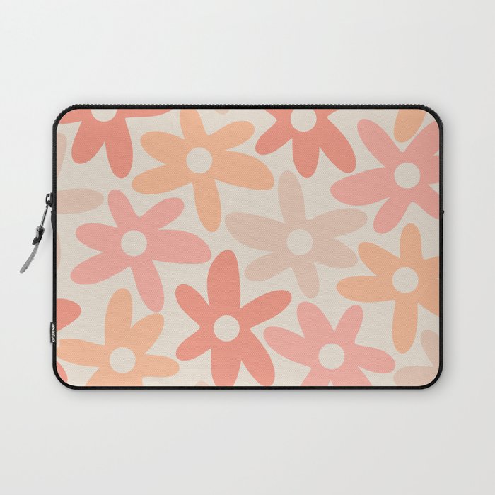 Daisy Time Retro Floral Pattern Peach Pink Laptop Sleeve Gallery Image 1