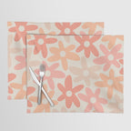 Daisy Time Retro Floral Pattern Peach Pink Placemat Gallery Image 1