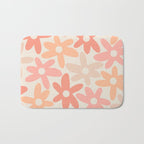 Daisy Time Retro Floral Pattern Peach Pink Bath Mat Gallery Image 1