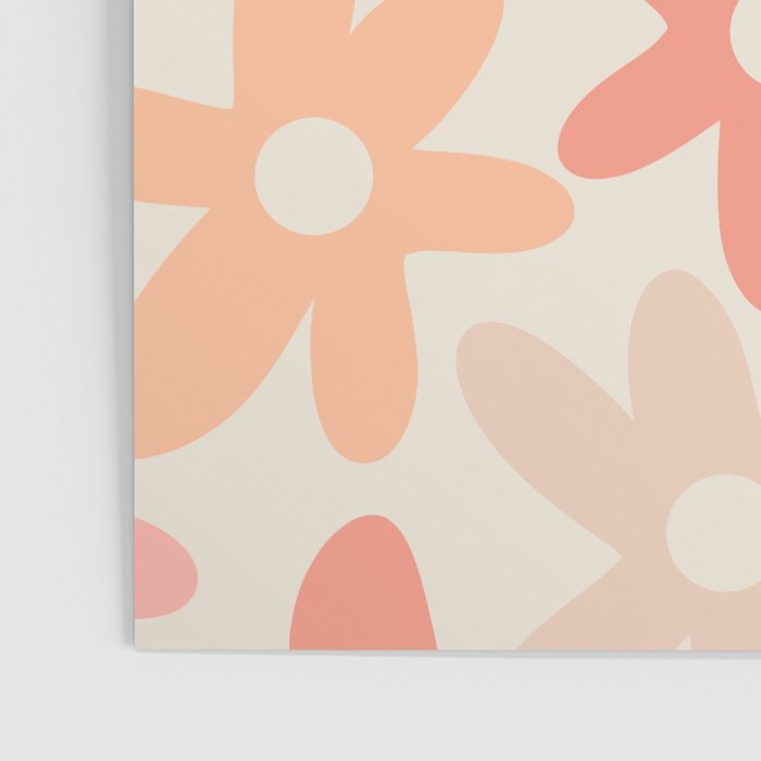 Daisy Time Retro Floral Pattern Peach Pink Poster Gallery Image 3