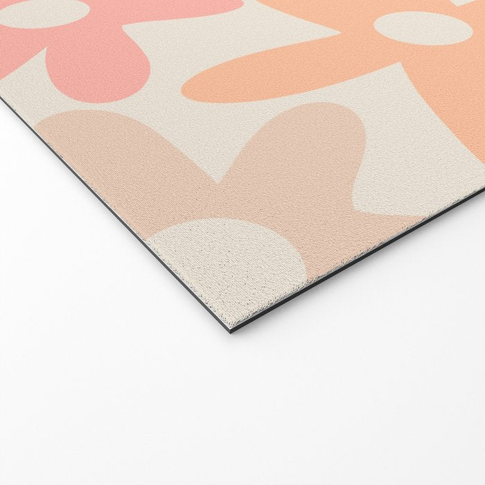 Daisy Time Retro Floral Pattern Peach Pink Welcome Mat Gallery Image 2