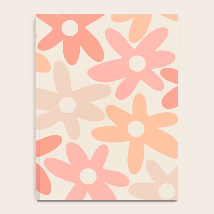 Daisy Time Retro Floral Pattern Peach Pink Notebook Gallery Image 4