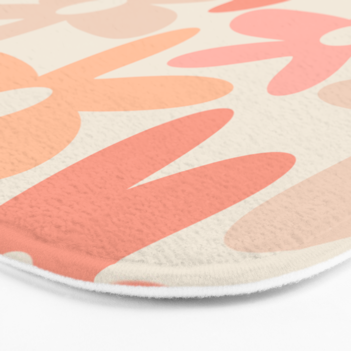 Daisy Time Retro Floral Pattern Peach Pink Bath Mat Gallery Image 3