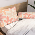 Daisy Time Retro Floral Pattern Peach Pink Pillow Sham Gallery Image 2