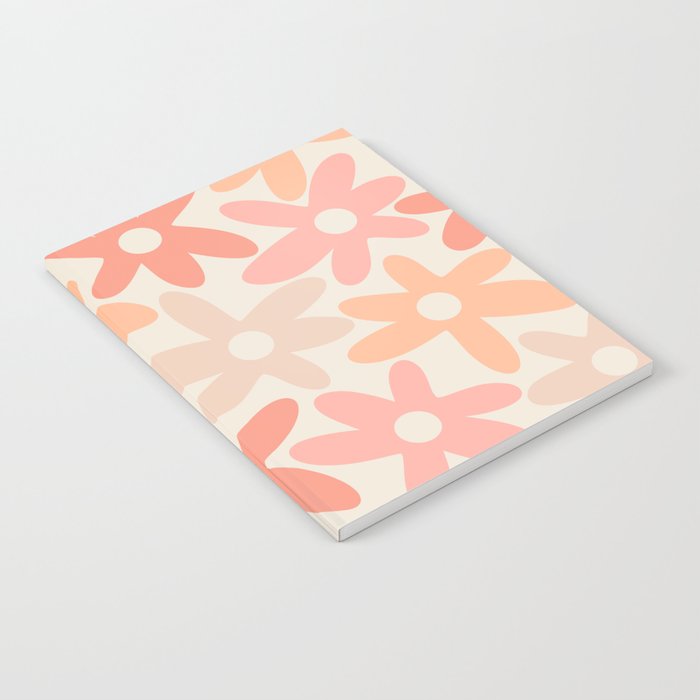 Daisy Time Retro Floral Pattern Peach Pink Notebook Gallery Image 2