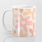 Daisy Time Retro Floral Pattern Peach Pink Coffee Mug Gallery Image 3