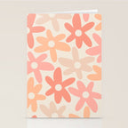 Daisy Time Retro Floral Pattern Peach Pink Stationery Card Gallery Image 2
