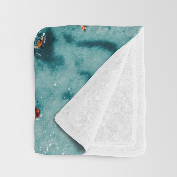 Ocean Print, Pastel Beach, Aerial Print, Beach Print, Aerial Beach Wall Art Print, Beach Photography, Summer Vibes, People Beach Umbrellas Art Throw Blanket Gallery Image 3