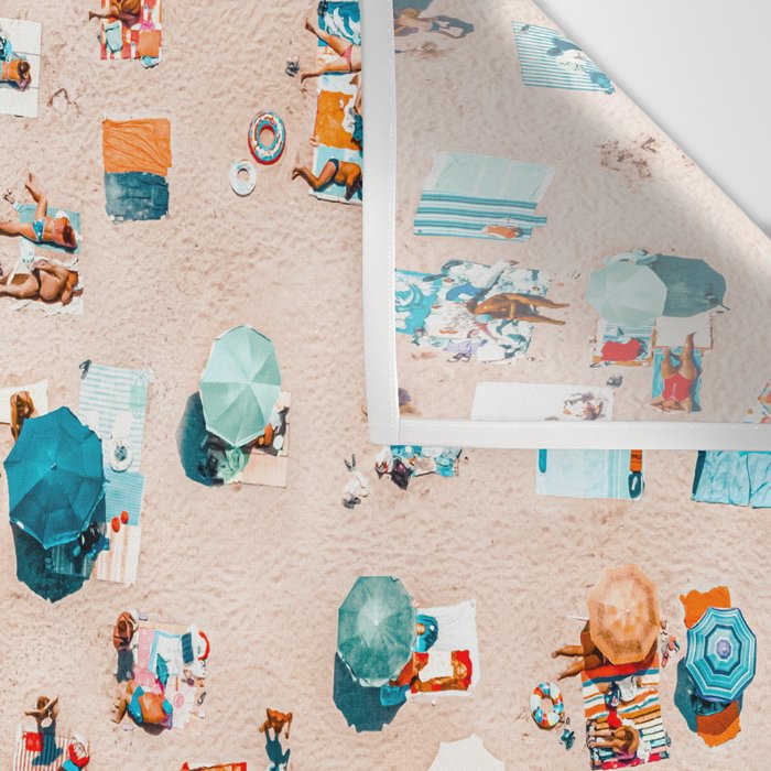 Ocean Print, Pastel Beach, Aerial Print, Beach Print, Aerial Beach Wall Art Print, Beach Photography, Summer Vibes, People Beach Umbrellas Art Wall Tapestry Gallery Image 3