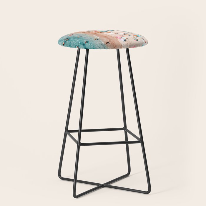 Ocean Print, Pastel Beach, Aerial Print, Beach Print, Aerial Beach Wall Art Print, Beach Photography, Summer Vibes, People Beach Umbrellas Art Stool Gallery Image 1
