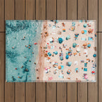 Ocean Print, Pastel Beach, Aerial Print, Beach Print, Aerial Beach Wall Art Print, Beach Photography, Summer Vibes, People Beach Umbrellas Art Outdoor Rug Gallery Image 1