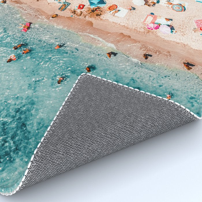 Ocean Print, Pastel Beach, Aerial Print, Beach Print, Aerial Beach Wall Art Print, Beach Photography, Summer Vibes, People Beach Umbrellas Art Rug Gallery Image 4