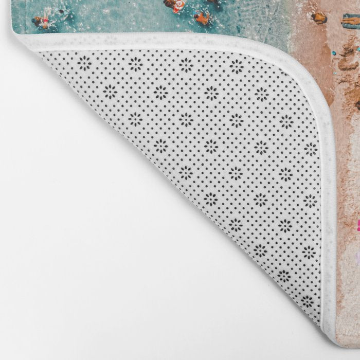 Ocean Print, Pastel Beach, Aerial Print, Beach Print, Aerial Beach Wall Art Print, Beach Photography, Summer Vibes, People Beach Umbrellas Art Bath Mat Gallery Image 2