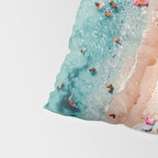 Ocean Print, Pastel Beach, Aerial Print, Beach Print, Aerial Beach Wall Art Print, Beach Photography, Summer Vibes, People Beach Umbrellas Art Pillow Sham Gallery Image 4