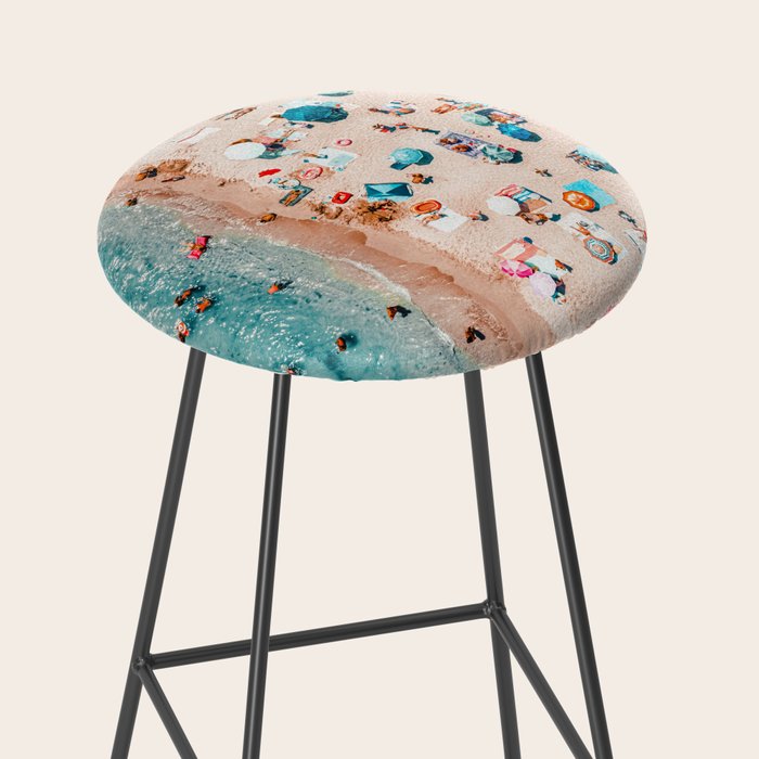 Ocean Print, Pastel Beach, Aerial Print, Beach Print, Aerial Beach Wall Art Print, Beach Photography, Summer Vibes, People Beach Umbrellas Art Stool Gallery Image 2