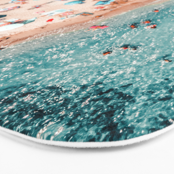 Ocean Print, Pastel Beach, Aerial Print, Beach Print, Aerial Beach Wall Art Print, Beach Photography, Summer Vibes, People Beach Umbrellas Art Bath Mat Gallery Image 3