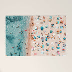Ocean Print, Pastel Beach, Aerial Print, Beach Print, Aerial Beach Wall Art Print, Beach Photography, Summer Vibes, People Beach Umbrellas Art Welcome Mat Gallery Image 1