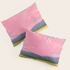 Bright Pink Sunset Over Mountains and Farm Fields Pillow Sham Gallery Image 3
