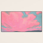 Bright Pink Sunset Over Mountains and Farm Fields Desk Mat Gallery Image 3