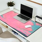 Bright Pink Sunset Over Mountains and Farm Fields Desk Mat Gallery Image 2