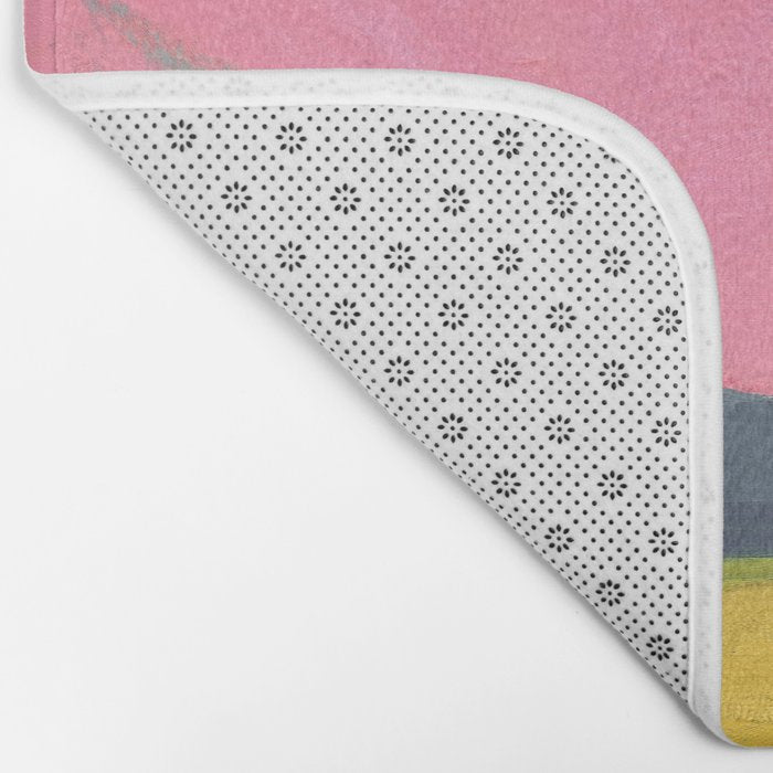 Bright Pink Sunset Over Mountains and Farm Fields Bath Mat Gallery Image 2