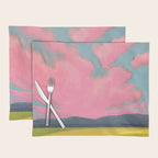 Bright Pink Sunset Over Mountains and Farm Fields Placemat Gallery Image 1