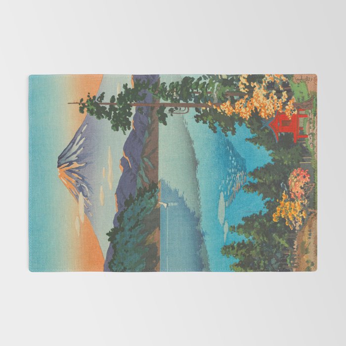 Tsuchiya Koitsu Vintage Japanese Woodblock Print Fall Autumn Mount Fuji Rug Gallery Image 2