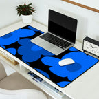 Large Bright Blue Retro Flowers Dark Background #decor #society6 #buyart Desk Mat Gallery Image 2