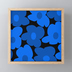 Large Bright Blue Retro Flowers Dark Background #decor #society6 #buyart Mini Art Print Gallery Image 1