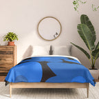 Large Bright Blue Retro Flowers Dark Background #decor #society6 #buyart Comforter Gallery Image 3