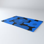 Large Bright Blue Retro Flowers Dark Background #decor #society6 #buyart Rug Gallery Image 3