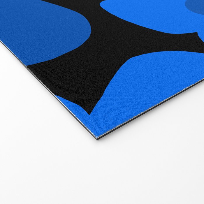 Large Bright Blue Retro Flowers Dark Background #decor #society6 #buyart Welcome Mat Gallery Image 2
