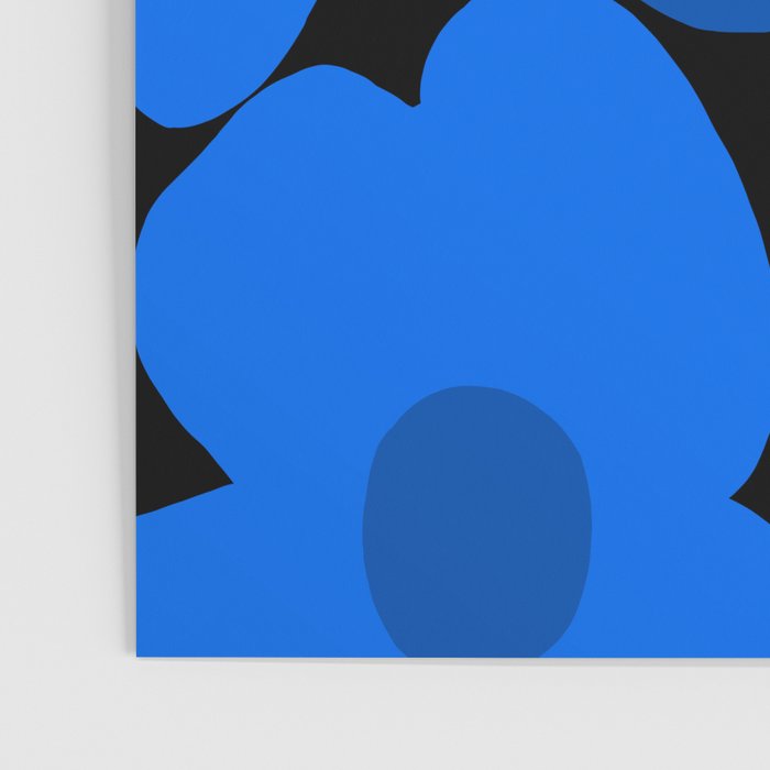 Large Bright Blue Retro Flowers Dark Background #decor #society6 #buyart Poster Gallery Image 3