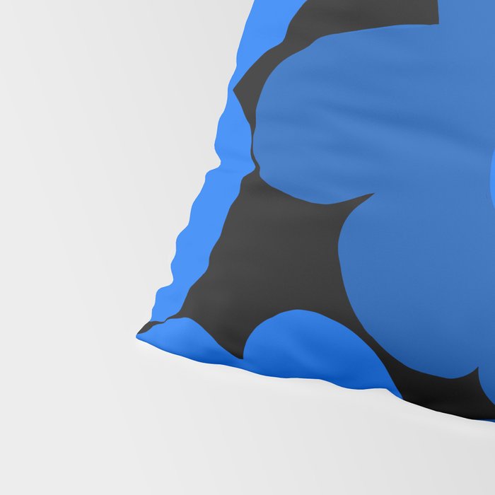 Large Bright Blue Retro Flowers Dark Background #decor #society6 #buyart Pillow Sham Gallery Image 4