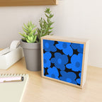 Large Bright Blue Retro Flowers Dark Background #decor #society6 #buyart Mini Art Print Gallery Image 2