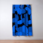 Large Bright Blue Retro Flowers Dark Background #decor #society6 #buyart Window Curtain Gallery Image 3