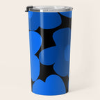 Large Bright Blue Retro Flowers Dark Background #decor #society6 #buyart Travel Mug Gallery Image 3