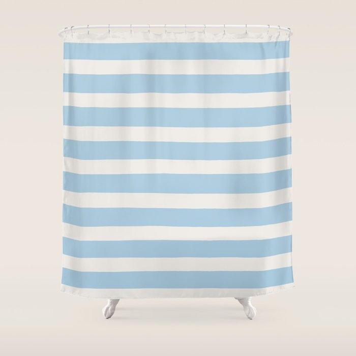 Thick Stripes Baby Blue Shower Curtain Gallery Image 1