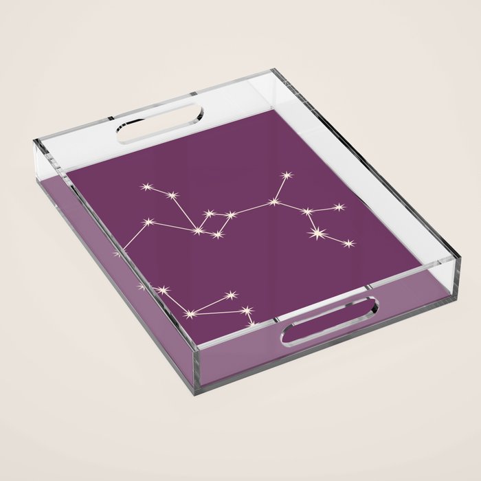 Sagittarius Zodiac Star Constellation Line Art Mauve Purple Acrylic Tray Gallery Image 1