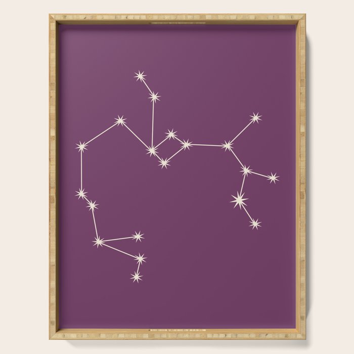 Sagittarius Zodiac Star Constellation Line Art Mauve Purple Serving Tray Gallery Image 1