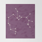 Sagittarius Zodiac Star Constellation Line Art Mauve Purple Throw Blanket Gallery Image 2