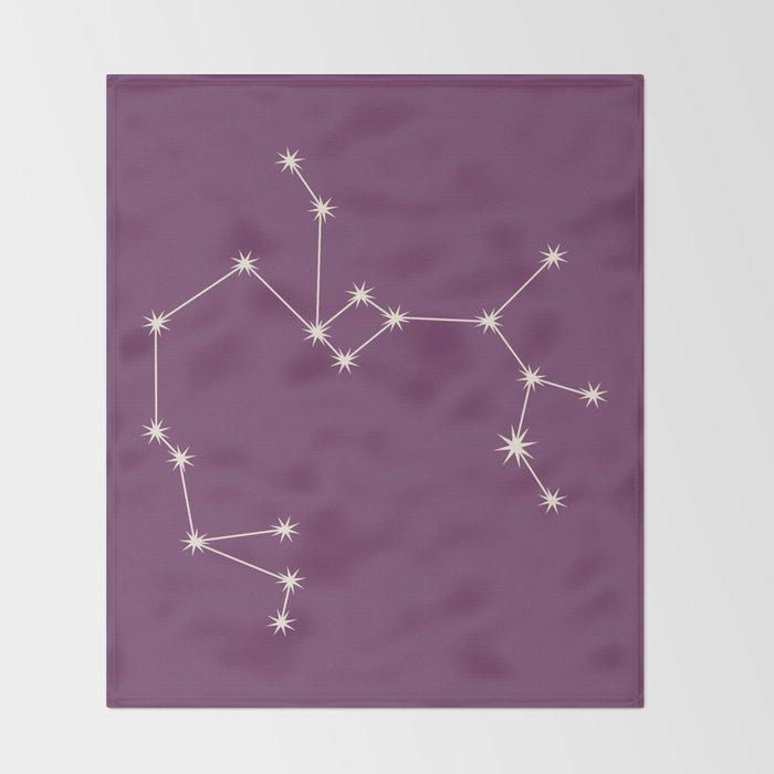 Sagittarius Zodiac Star Constellation Line Art Mauve Purple Throw Blanket Gallery Image 2