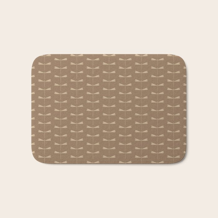 Dragonfly Pattern XI Earthy Beige Bath Mat Gallery Image 1